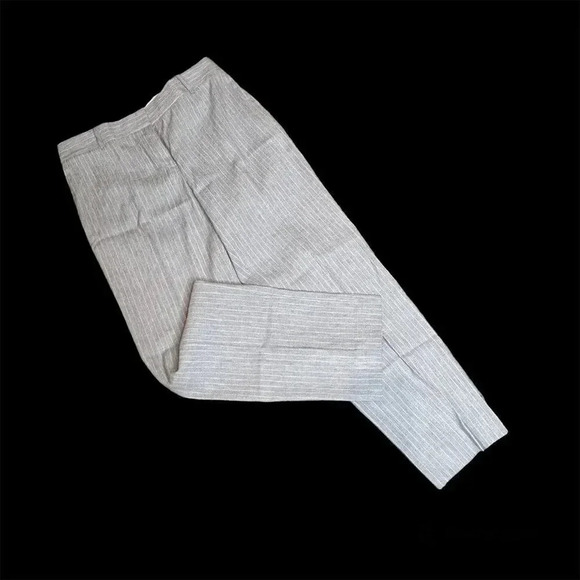 Ann Taylor Light Gray Pinstripe Linen Blend Straight Leg Pants Size 8 - Picture 1 of 8